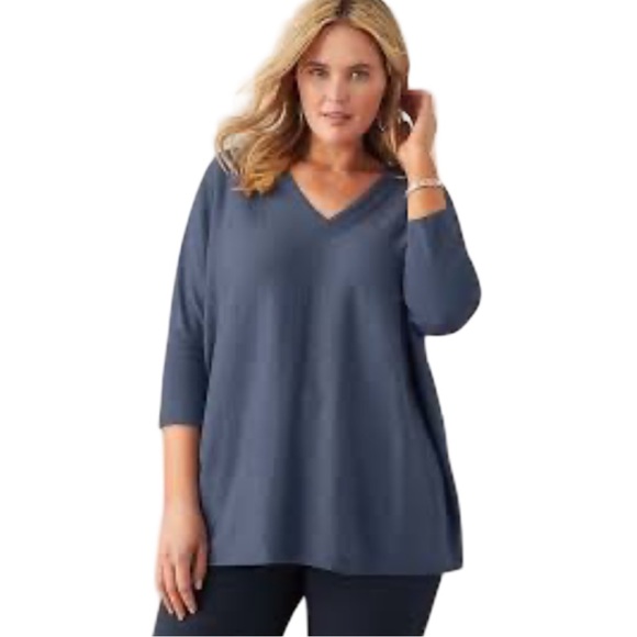 J. Jill | Pure Jill Women's Oversized Blue V-Neck Sweater Size XL - Picture 1 of 8
